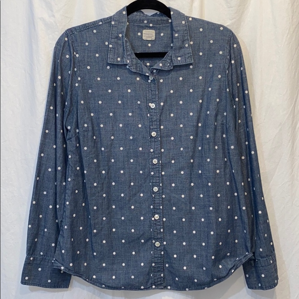 J. Crew Button-Down Polka Dot Chambray - image 1